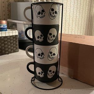 Skull Mugs with Holder